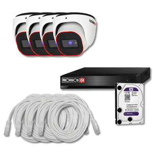 Provision IP kit m. 4 dome kameraer